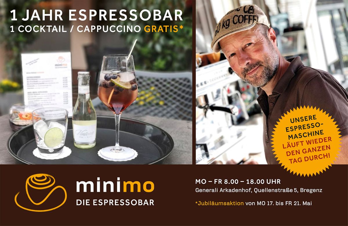 1-jähriges Jubiläum minimo - die Espressobar
